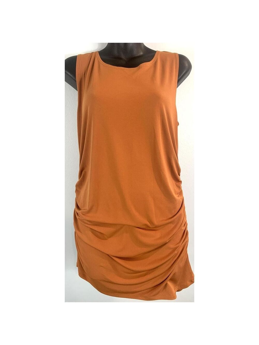 Zenana Women's XL Rust Orange Sleeveless Ruched Tank